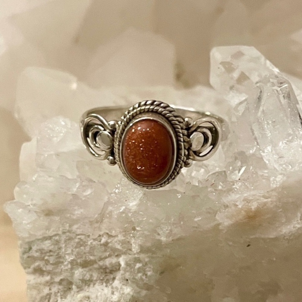 ❌SOLD❌Brown Goldstone Sterling Silver Ring 925 Size 8